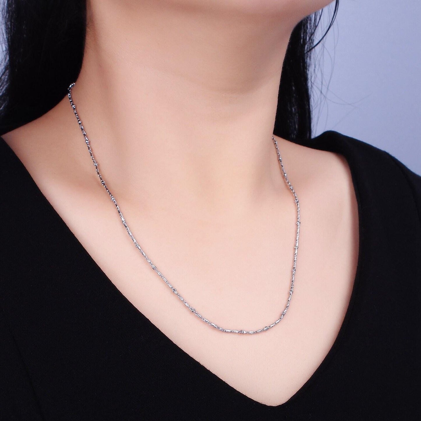 16k gold filled beaded satellite chain gold filled silver chain simple everyday layering necklace 17 inch | wa-1859 wa-1860