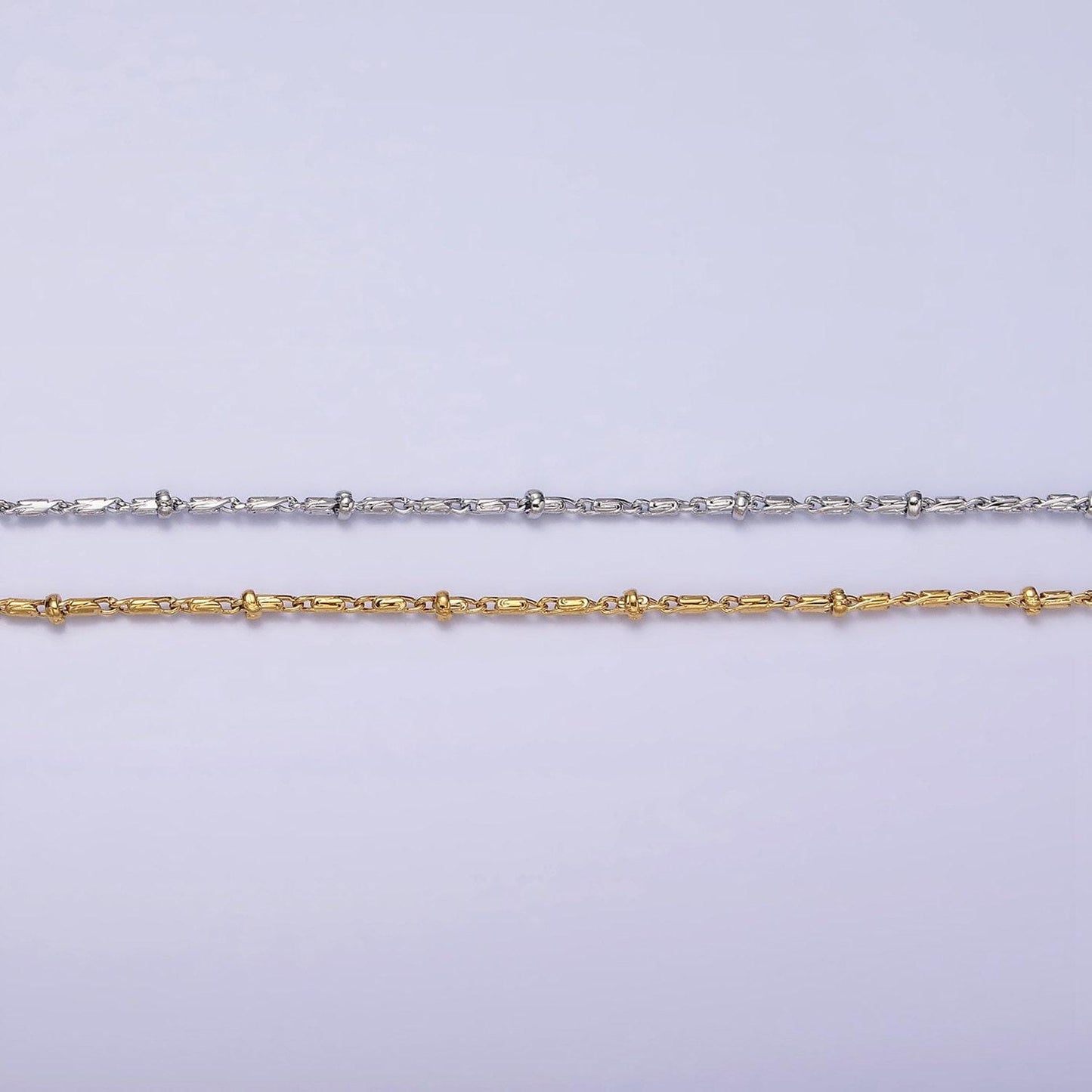 24k gold filled tube chain with gold beads for wholesale necklace dainty satellite chain jewelry making supplies | wa1857 wa1858