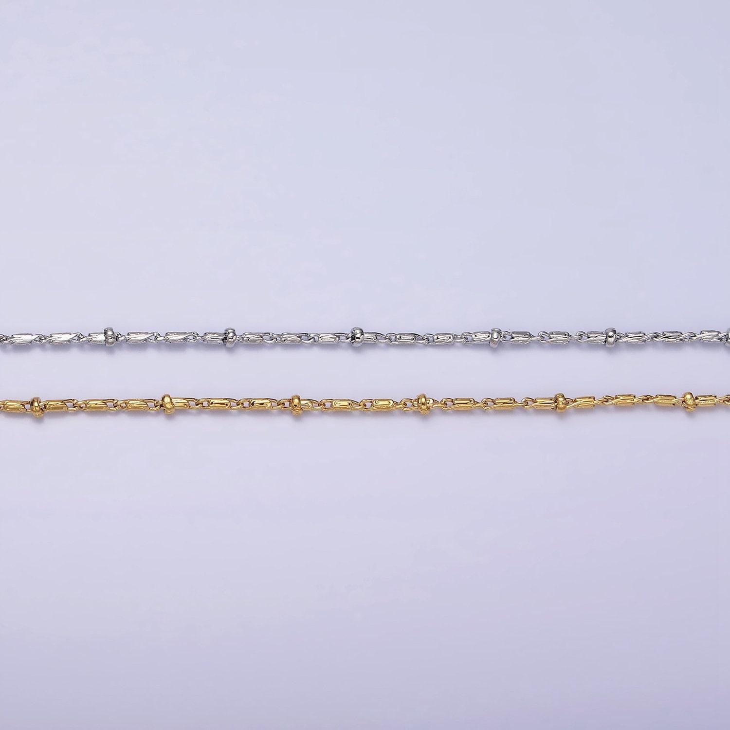 24k gold filled tube chain with gold beads for wholesale necklace dainty satellite chain jewelry making supplies | wa1857 wa1858