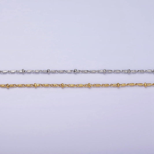 24k gold filled tube chain with gold beads for wholesale necklace dainty satellite chain jewelry making supplies | wa1857 wa1858