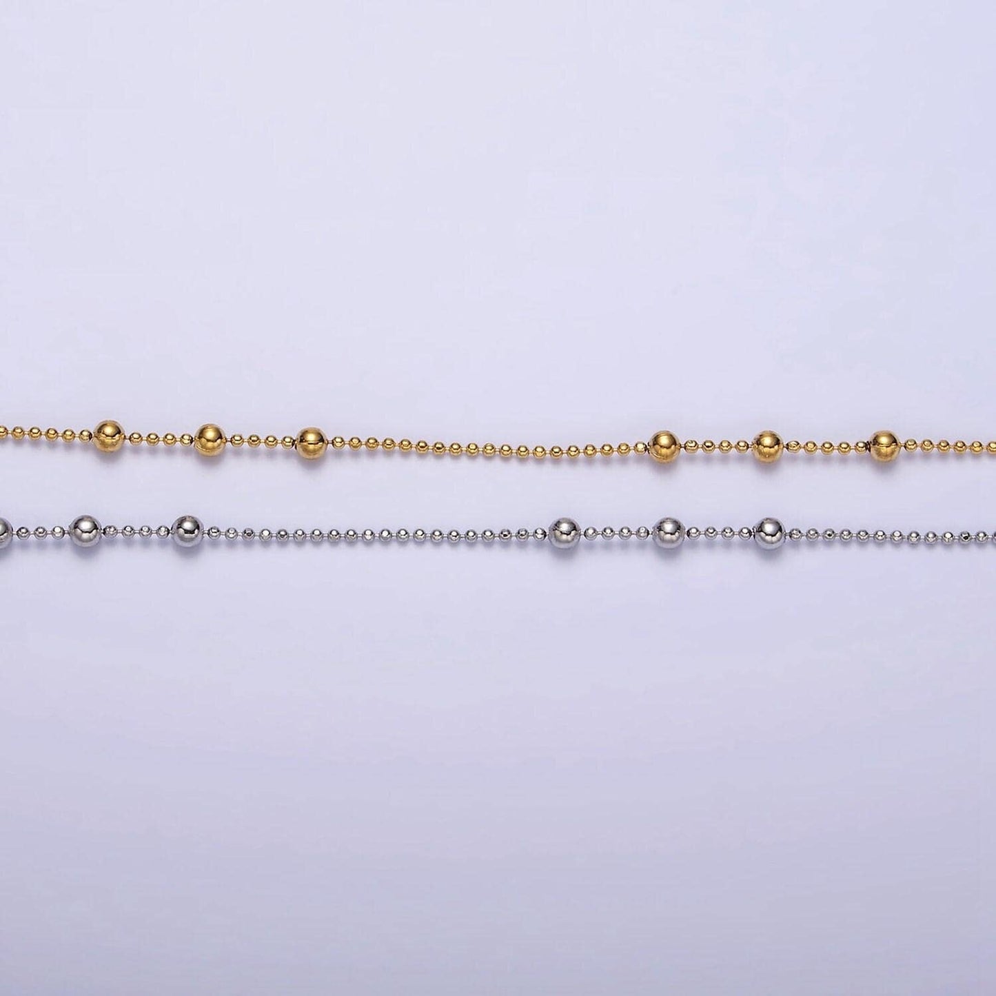 24k gold filled beaded satellite chain gold filled silver chain simple everyday layering necklace 18 inch | wa-1853 wa-1854