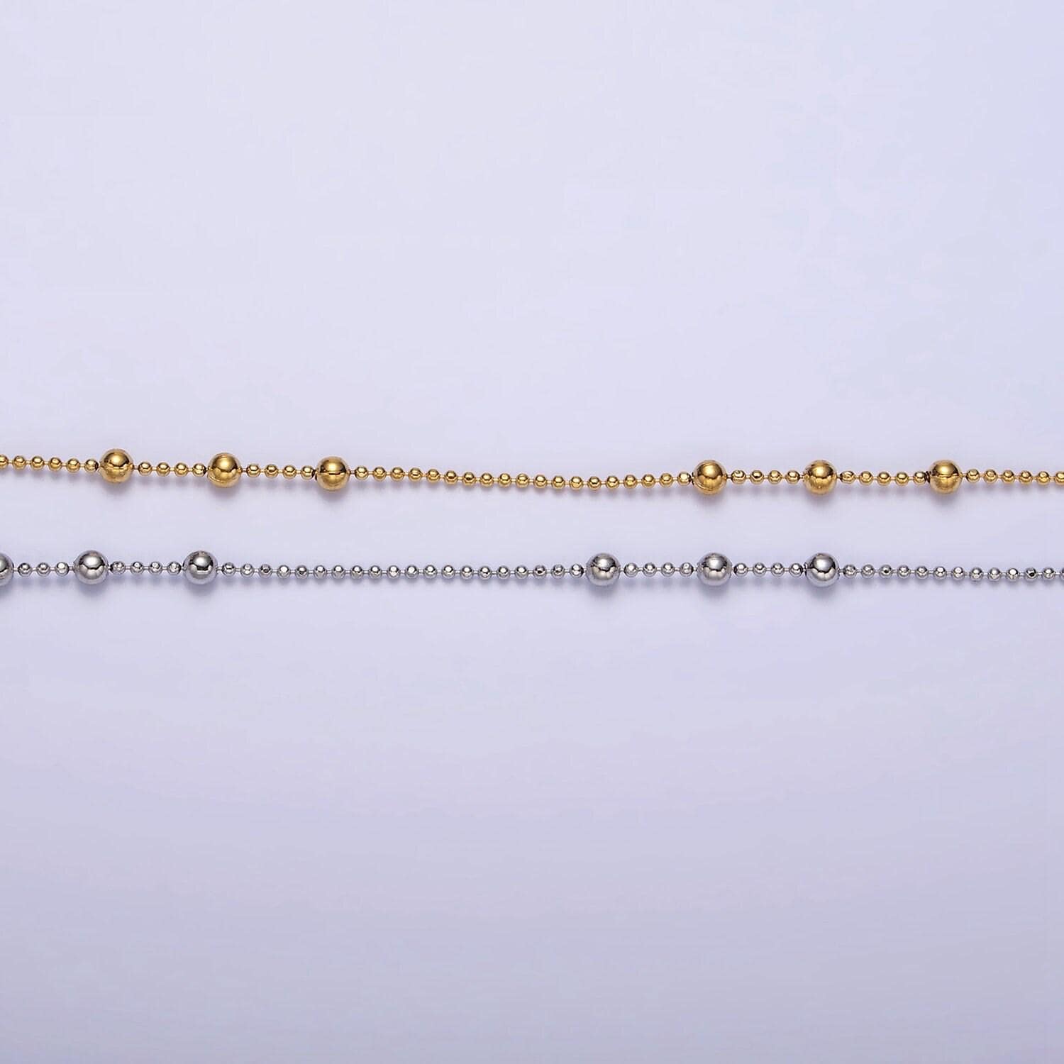 24k gold filled beaded satellite chain gold filled silver chain simple everyday layering necklace 18 inch | wa-1853 wa-1854