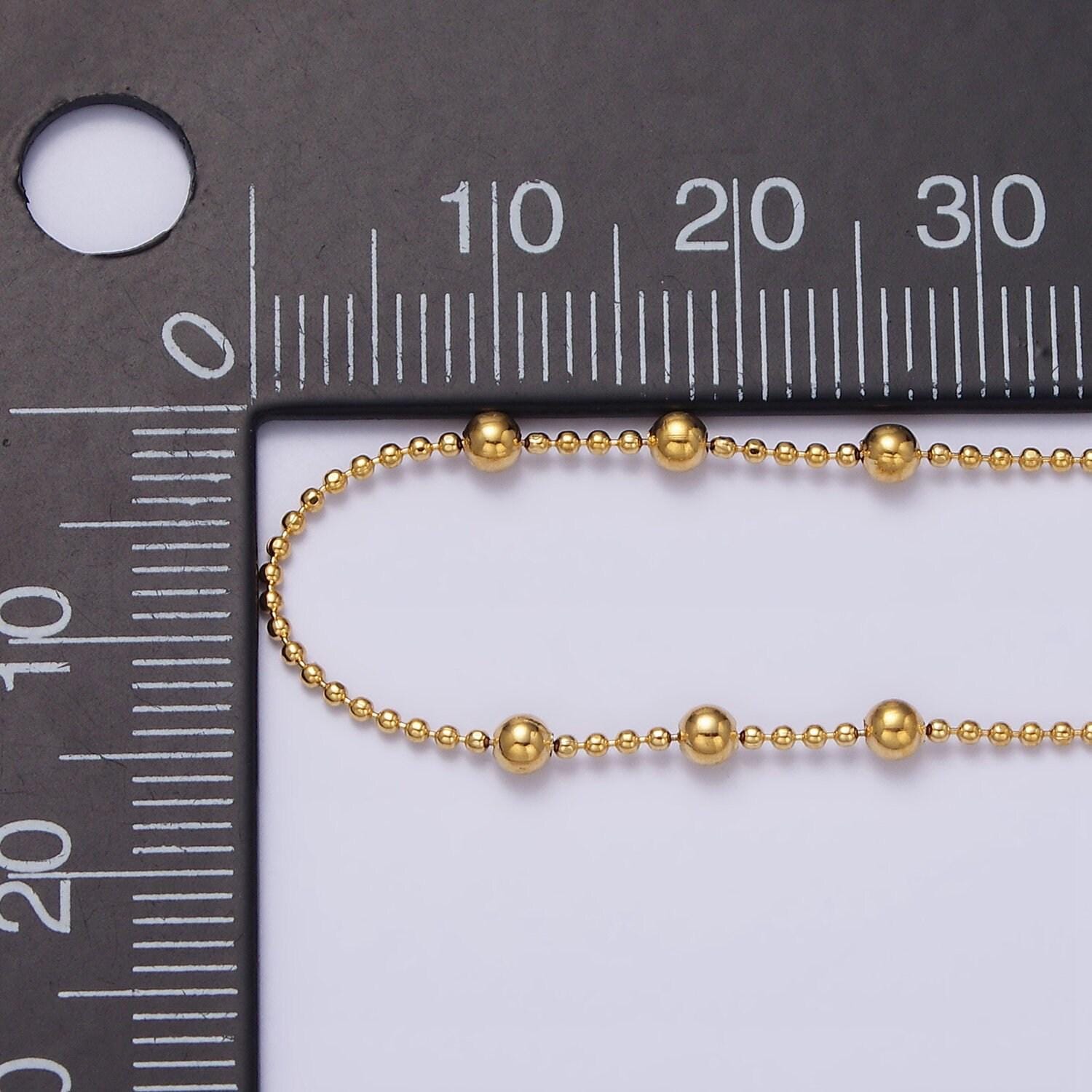 24k gold filled beaded satellite chain gold filled silver chain simple everyday layering necklace 18 inch | wa-1853 wa-1854