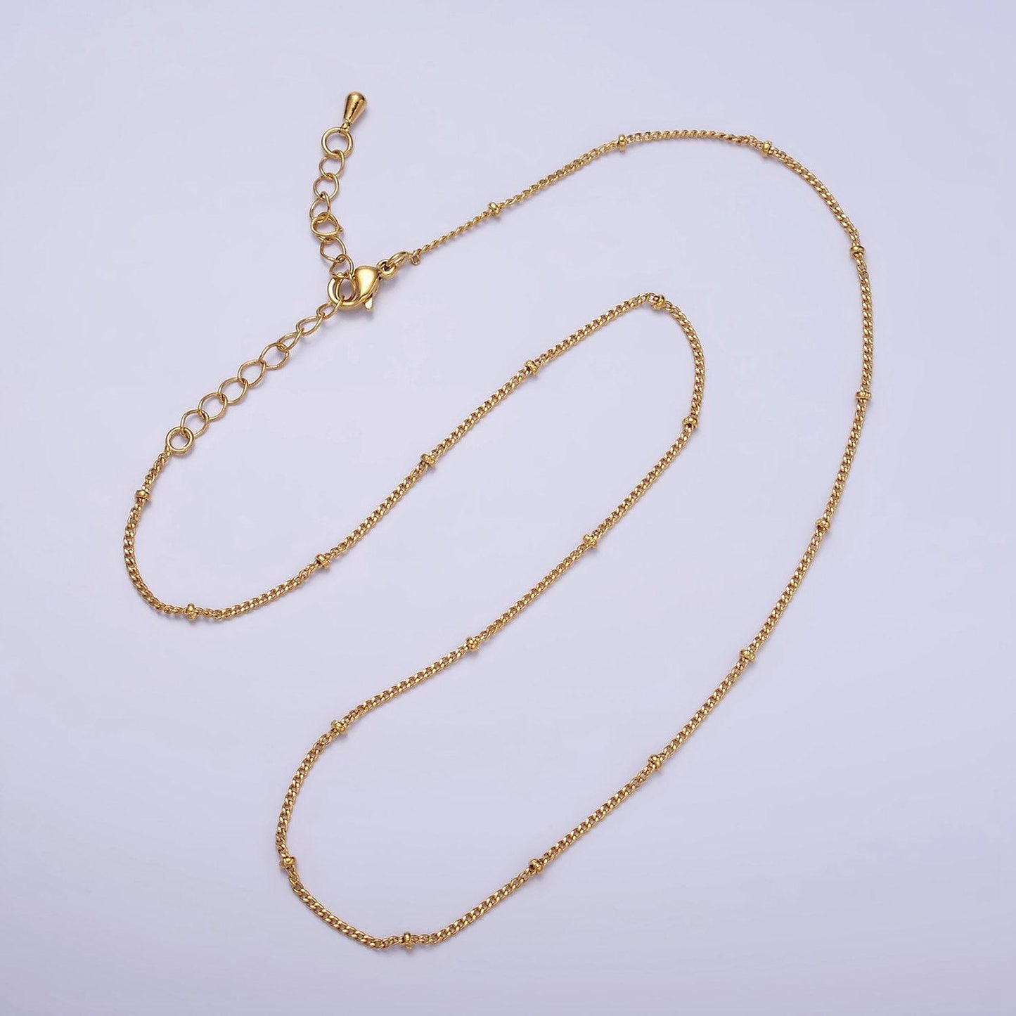 24k gold filled curb chain with gold beads for wholesale necklace dainty satellite chain jewelry making supplies | wa1845 wa1846