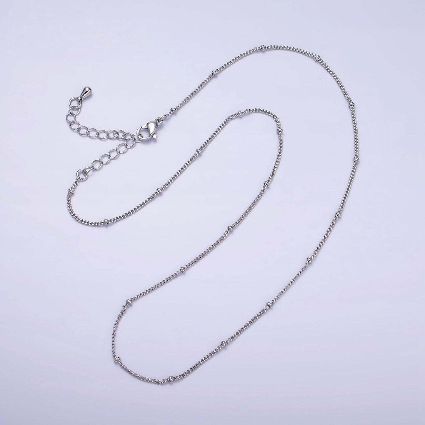 24k gold filled curb chain with gold beads for wholesale necklace dainty satellite chain jewelry making supplies | wa1845 wa1846