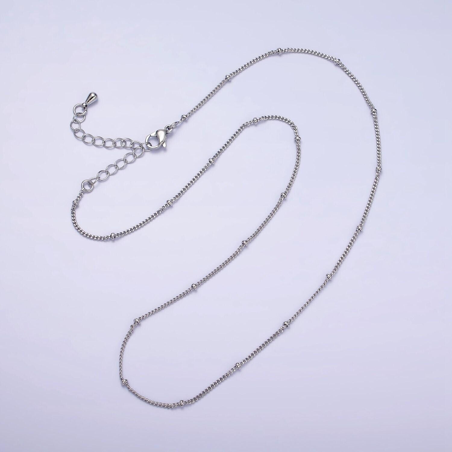 24k gold filled curb chain with gold beads for wholesale necklace dainty satellite chain jewelry making supplies | wa1845 wa1846