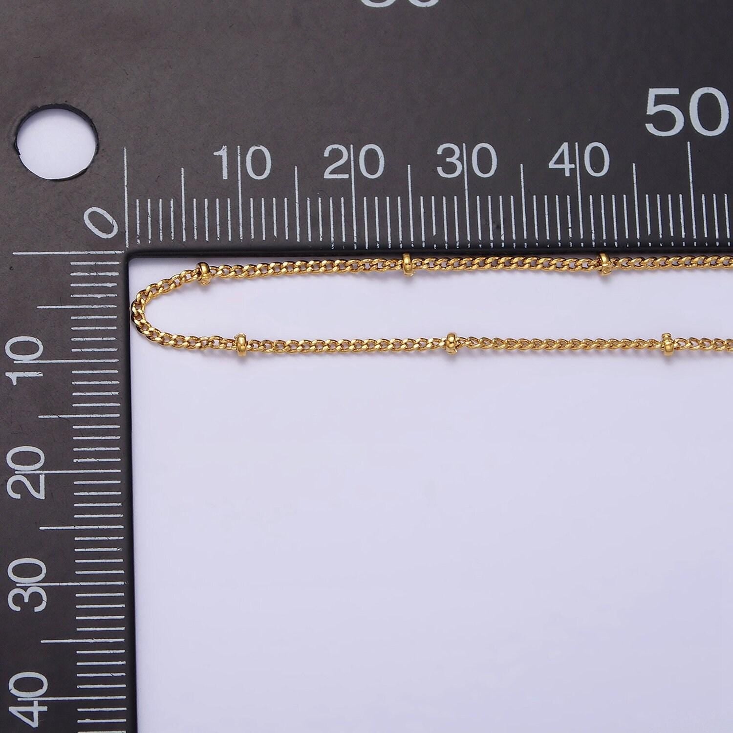 24k gold filled curb chain with gold beads for wholesale necklace dainty satellite chain jewelry making supplies | wa1845 wa1846