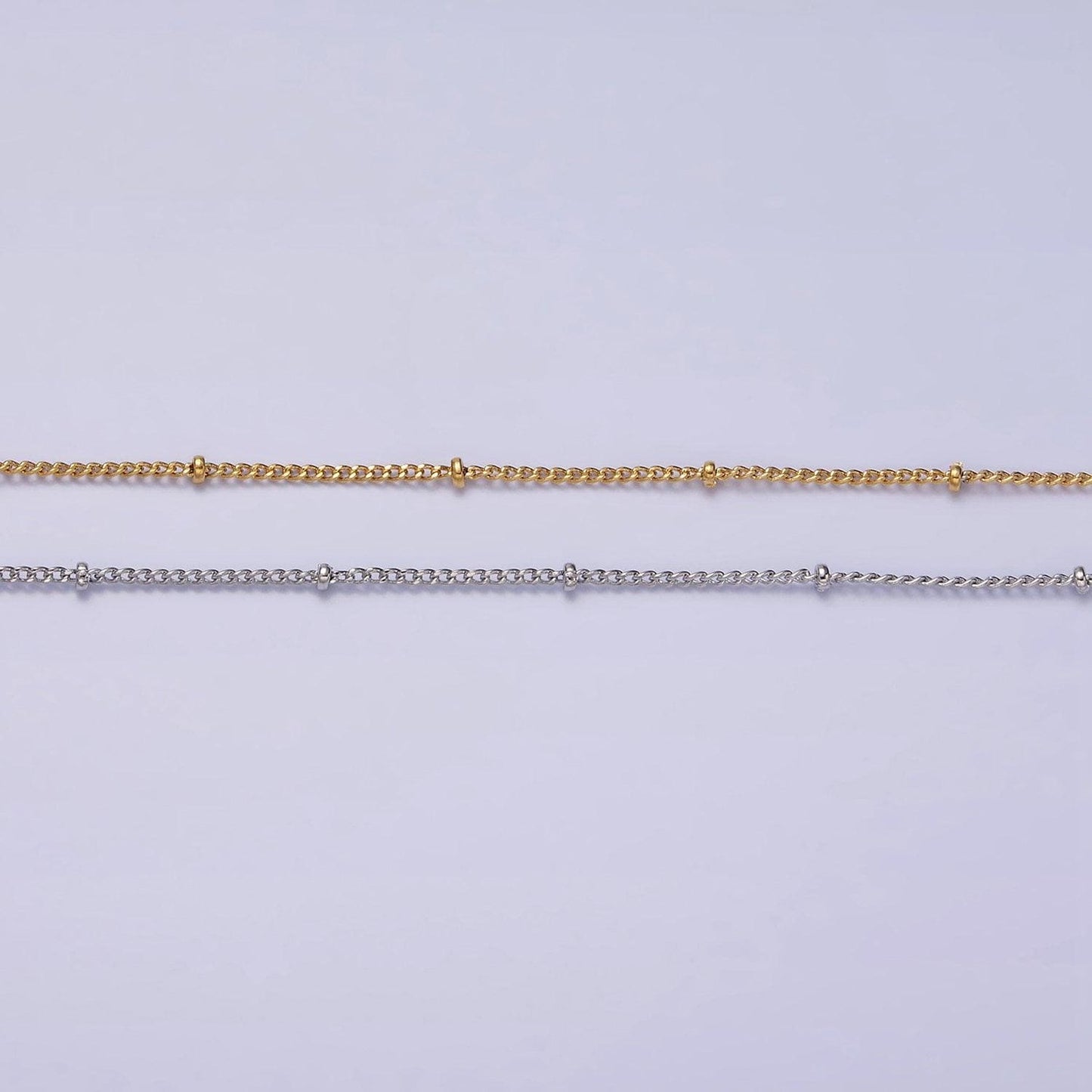 24k gold filled beaded cable chain necklace, silver gold satellite chain necklace 18 inch | wa1843 wa1844