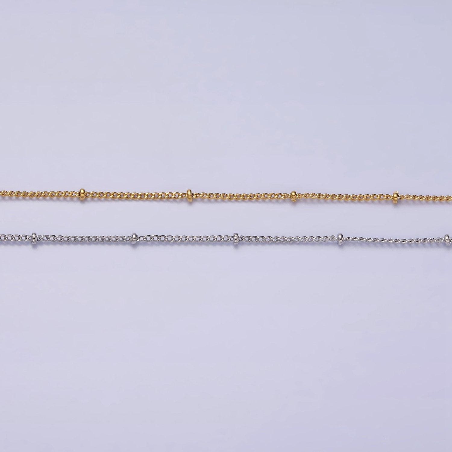 24k gold filled beaded cable chain necklace, silver gold satellite chain necklace 18 inch | wa1843 wa1844