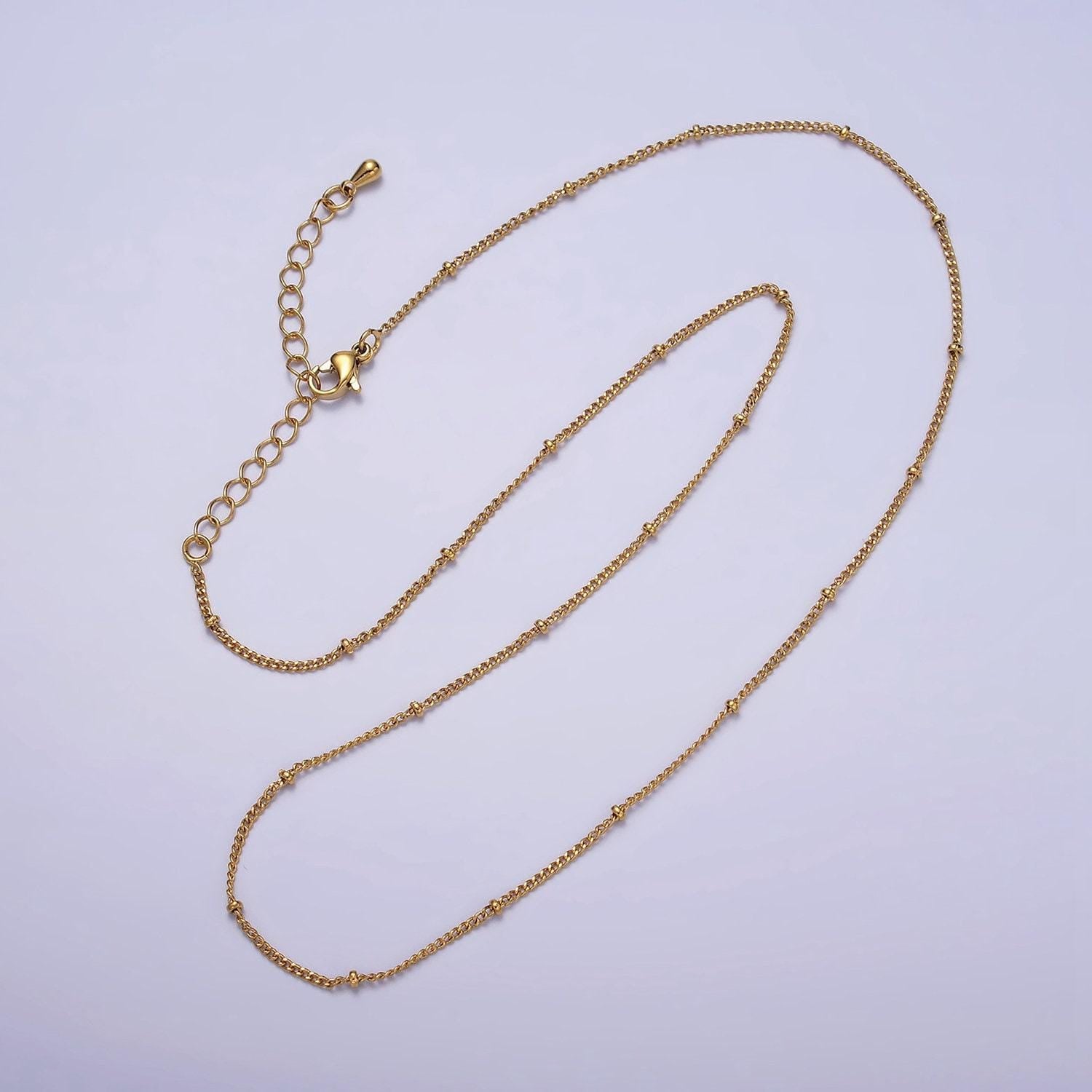 24k gold filled beaded cable chain necklace, silver gold satellite chain necklace 18 inch | wa1843 wa1844