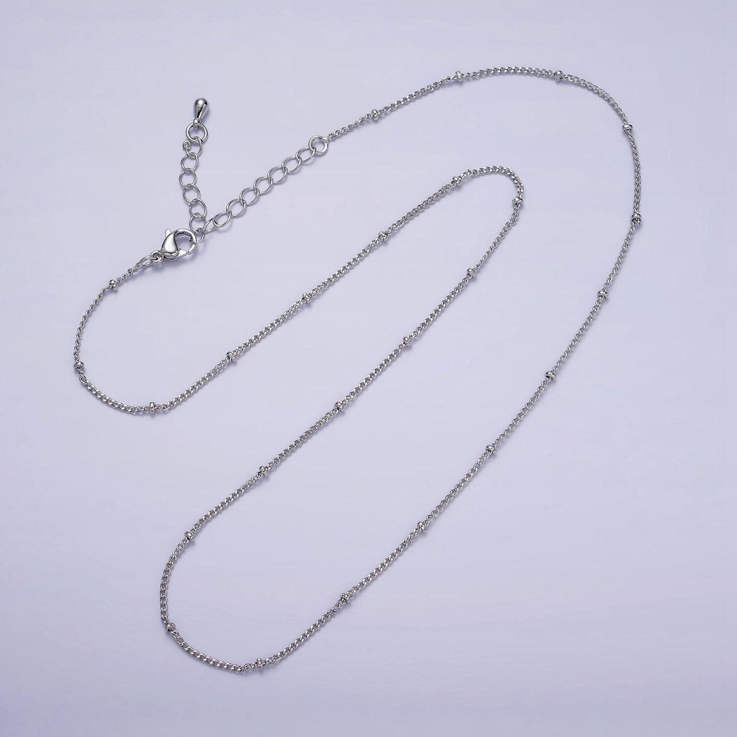 24k gold filled beaded cable chain necklace, silver gold satellite chain necklace 18 inch | wa1843 wa1844