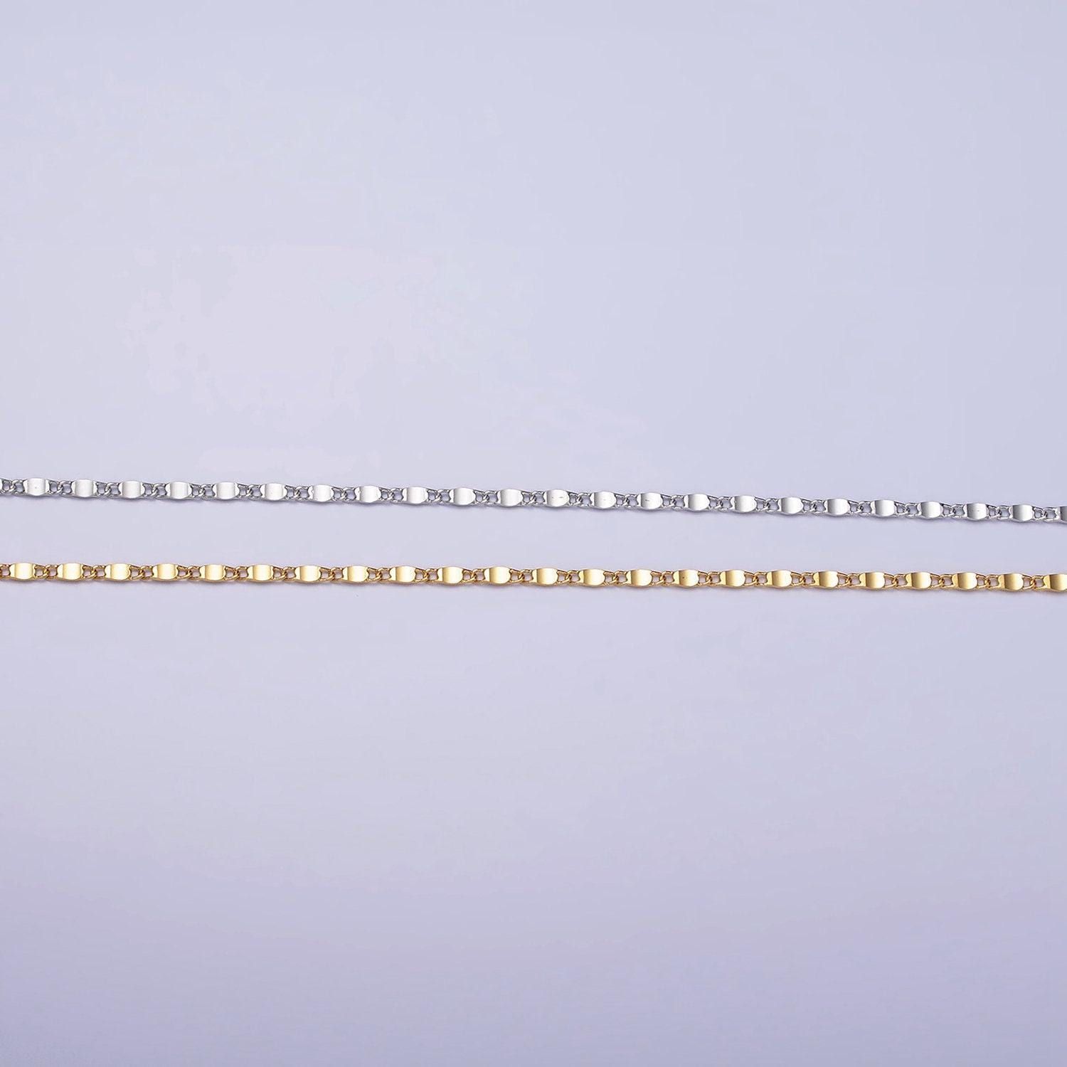 24k gold filled flat diamond cut mariner necklace 15.75 inch, 18 inches for minimalist jewelry | wa-1841 wa-1842