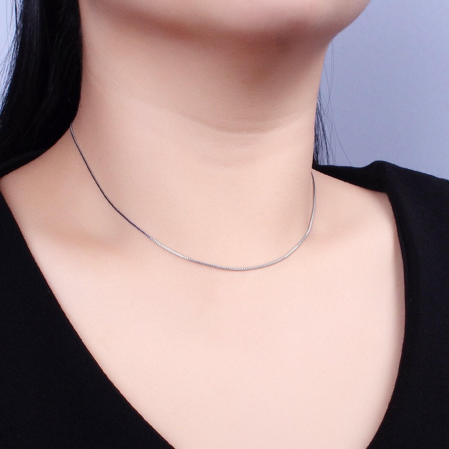 Fine silver box chain chockers necklace 1mm chain for wholesale dainty chains for minimalist jewelry styling and making wa1737