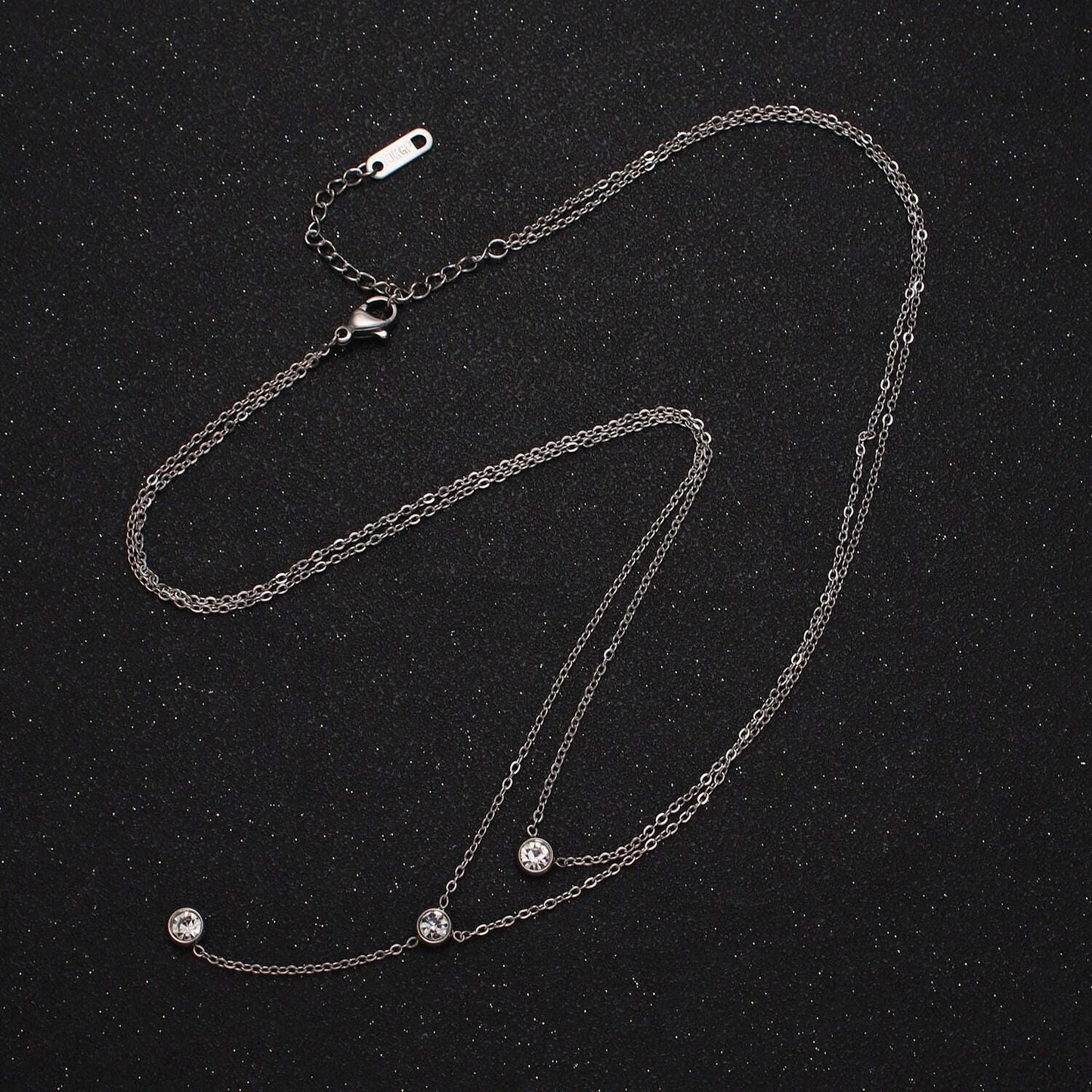 Dainty lariat y necklace for women round bezel cut long drop necklace layered chain necklace minimalist jewelry for mother day gift wa1715