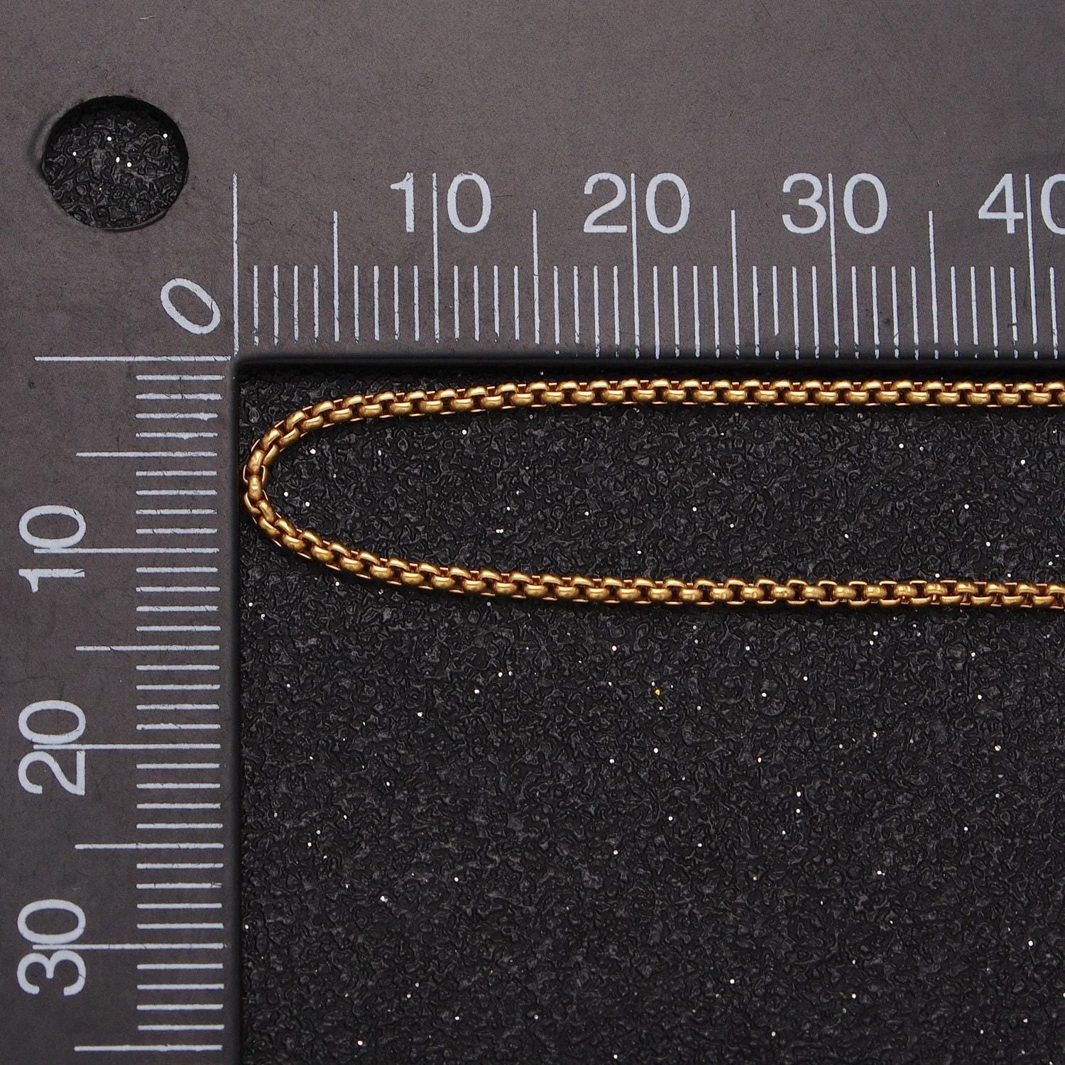 Dainty stainless steel box chain necklace 1.2 mm gold box chain 17.7 inches for handmade jewelry making tarnish resistant chain wa1703