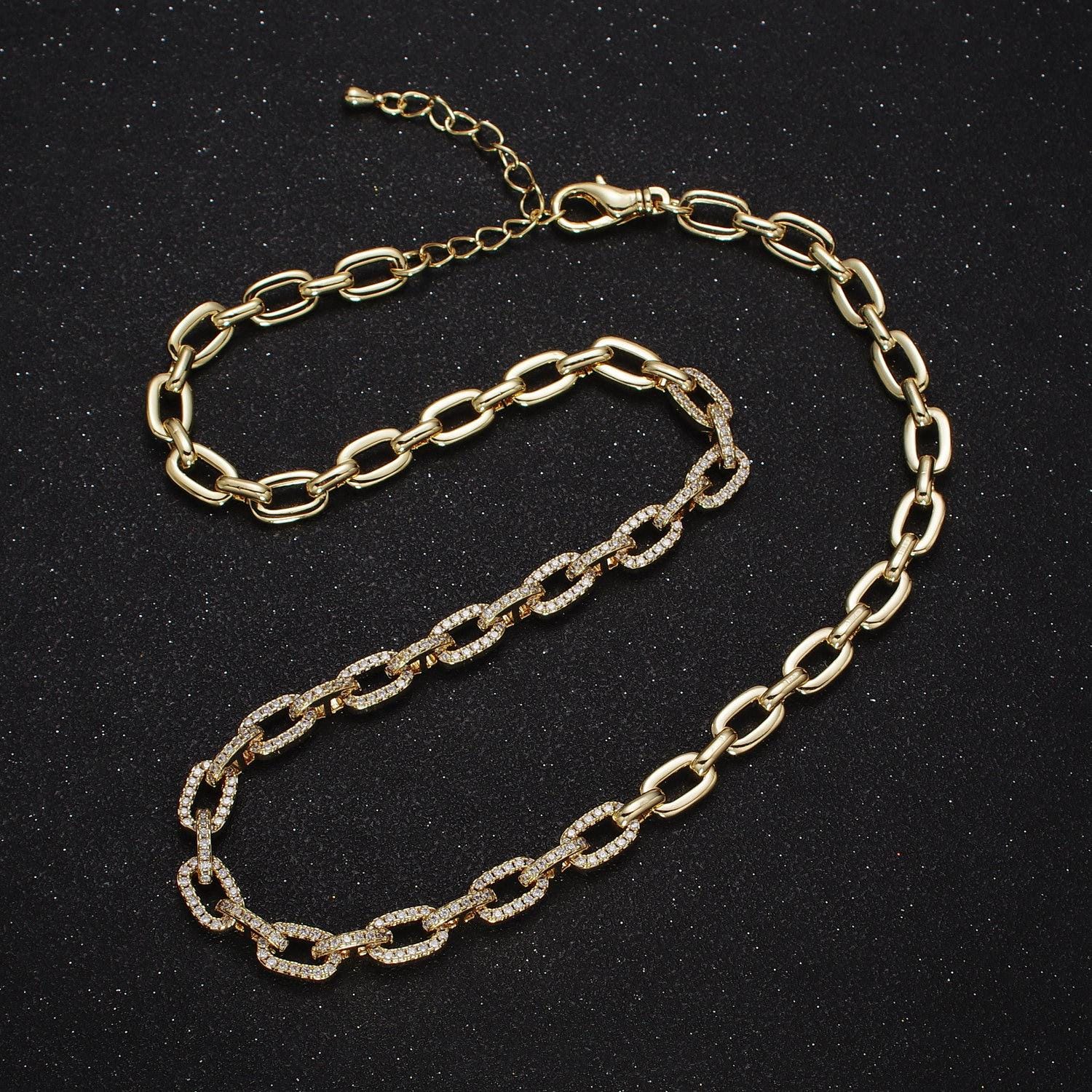 24k gold filled 6.4mm cable chain cz cubic zirconia for wholesale statement necklace chains jewelry making supplies findings wa1674