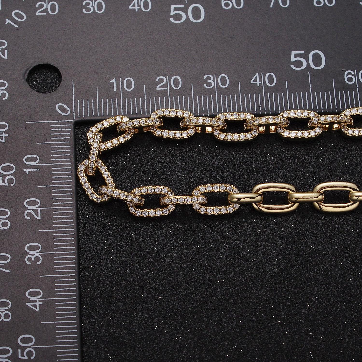 24k gold filled 6.4mm cable chain cz cubic zirconia for wholesale statement necklace chains jewelry making supplies findings wa1674