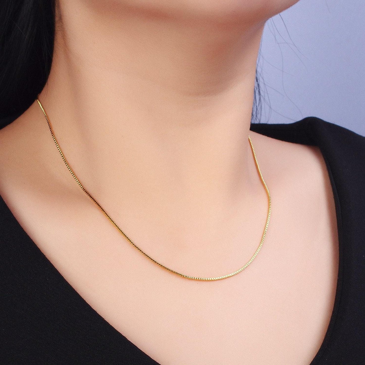 Box chain necklace 24k gold filled square box chain dainty box chain for jewelry making with pendant charm wa-1644