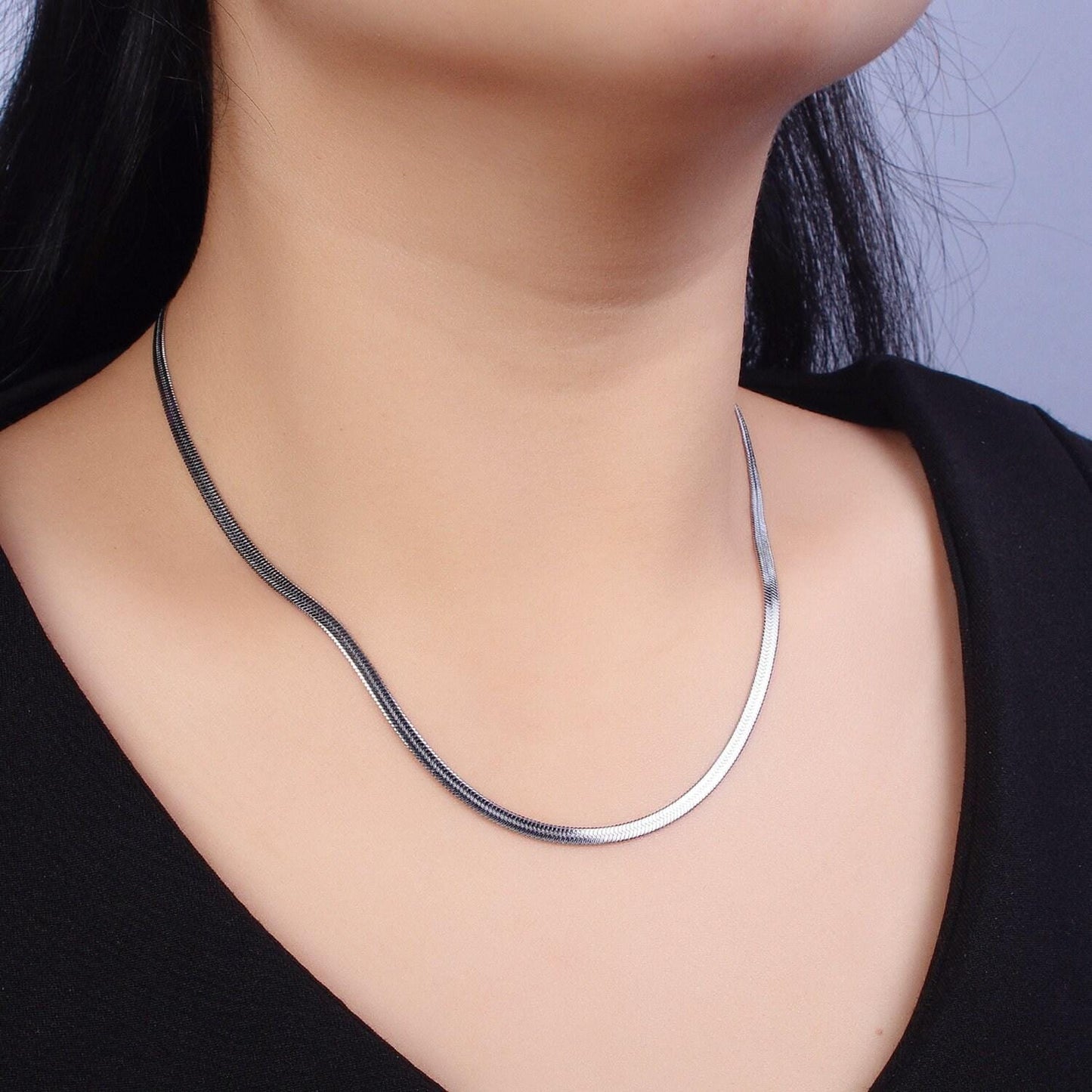 3mm stainless steel herringbone chain necklace for jewelry making, 17.7 inch 19.6 inch finished ready to wear herringbone chain wa1617