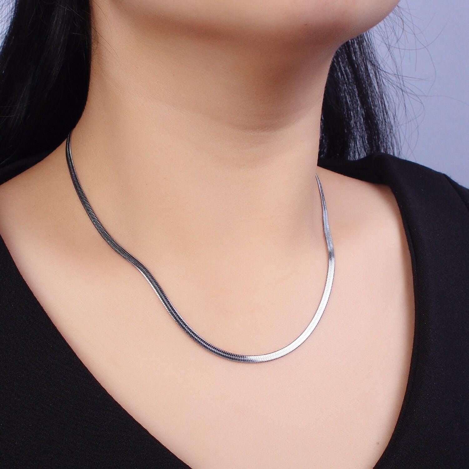 3mm stainless steel herringbone chain necklace for jewelry making, 17.7 inch 19.6 inch finished ready to wear herringbone chain wa1617