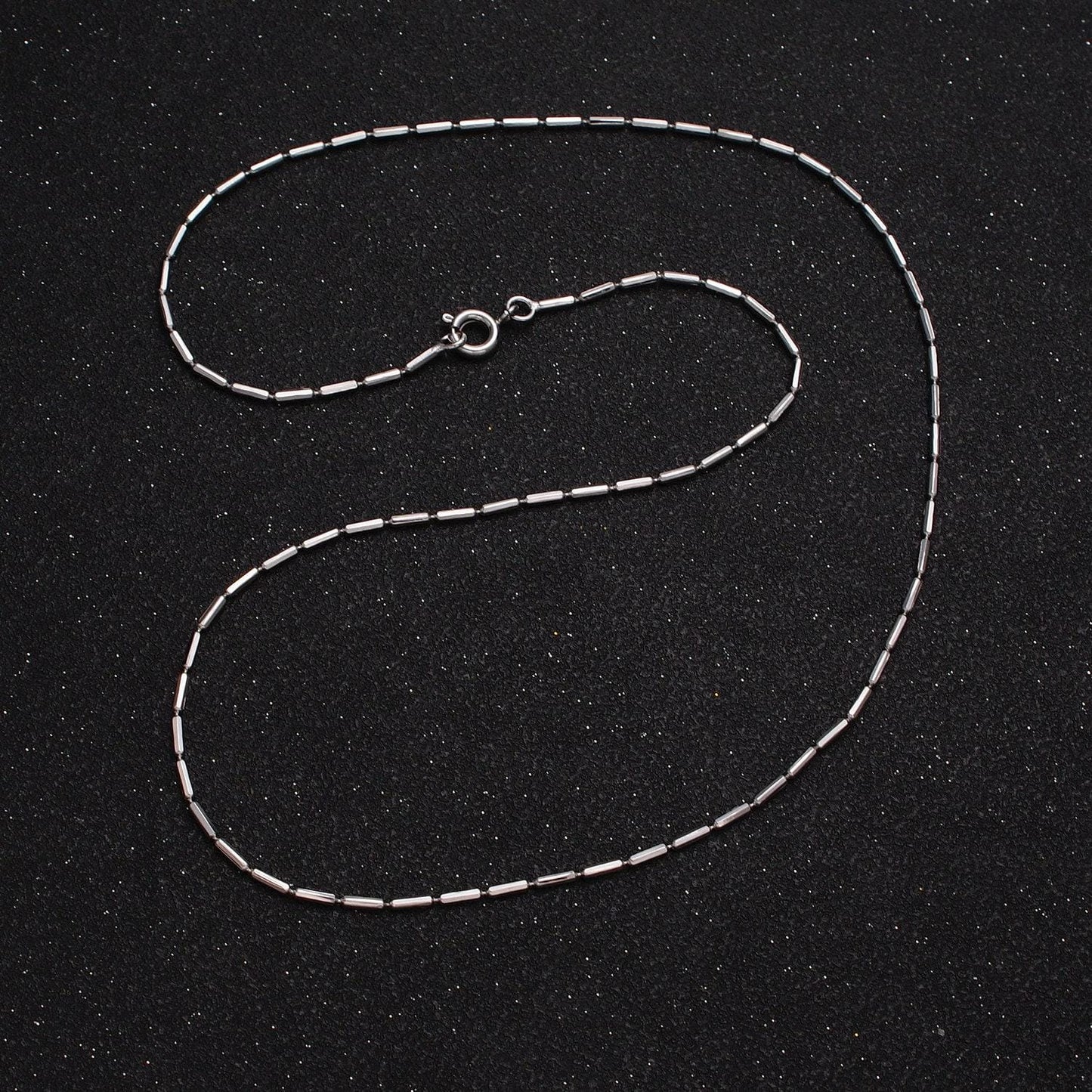 17.75 inch tube chain silver dainty tube cable link necklace ready to wear for jewelry making w/ clasp for jewelry making supply wa-1593