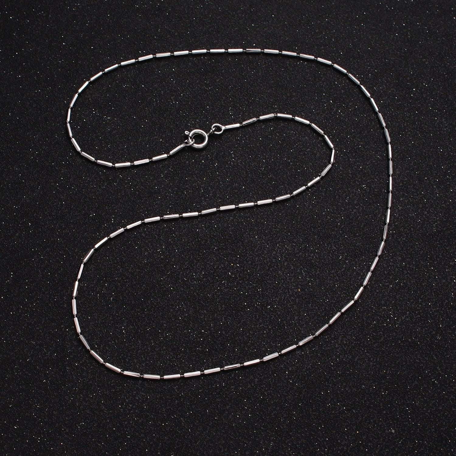 17.75 inch tube chain silver dainty tube cable link necklace ready to wear for jewelry making w/ clasp for jewelry making supply wa-1593