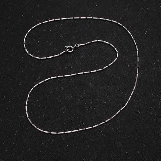 17.75 inch tube chain silver dainty tube cable link necklace ready to wear for jewelry making w/ clasp for jewelry making supply wa-1593