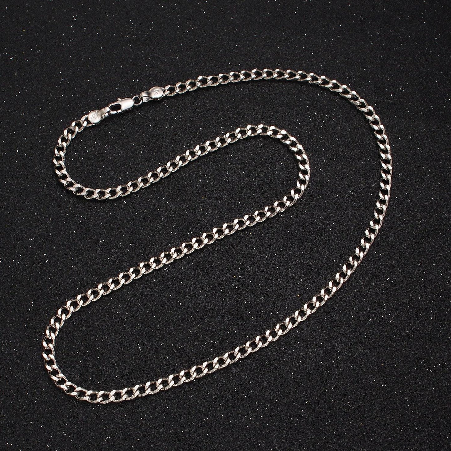 1pc 17.5'' ready to use white gold filled cuban curb necklace chain, layer curb chain dainty necklace, pendant charm necklace wa1561