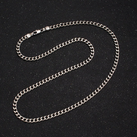 1pc 17.5'' ready to use white gold filled cuban curb necklace chain, layer curb chain dainty necklace, pendant charm necklace wa1561