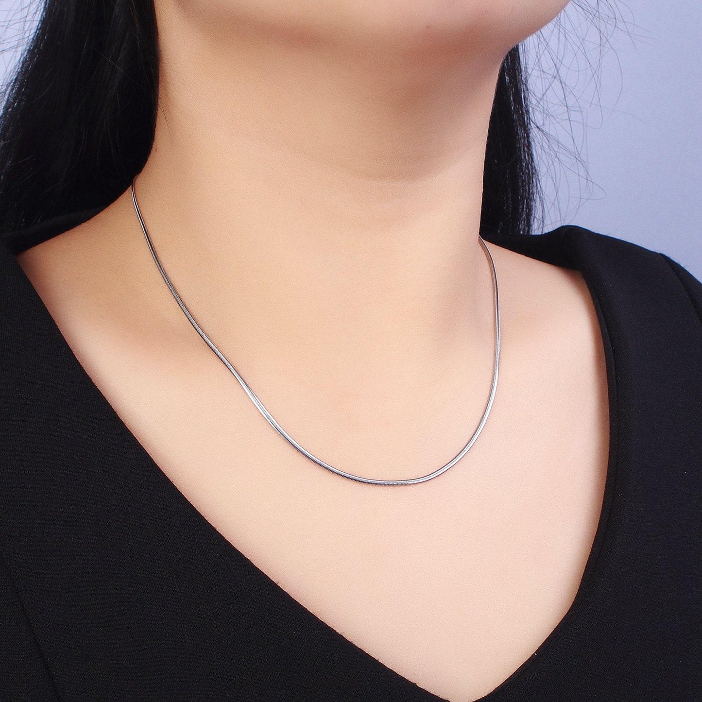 Gold herringbone necklace stainless steel snake chain 17.75 inch dainty ready to wear chain for minimalist jewelry tarnish free chain wa1548