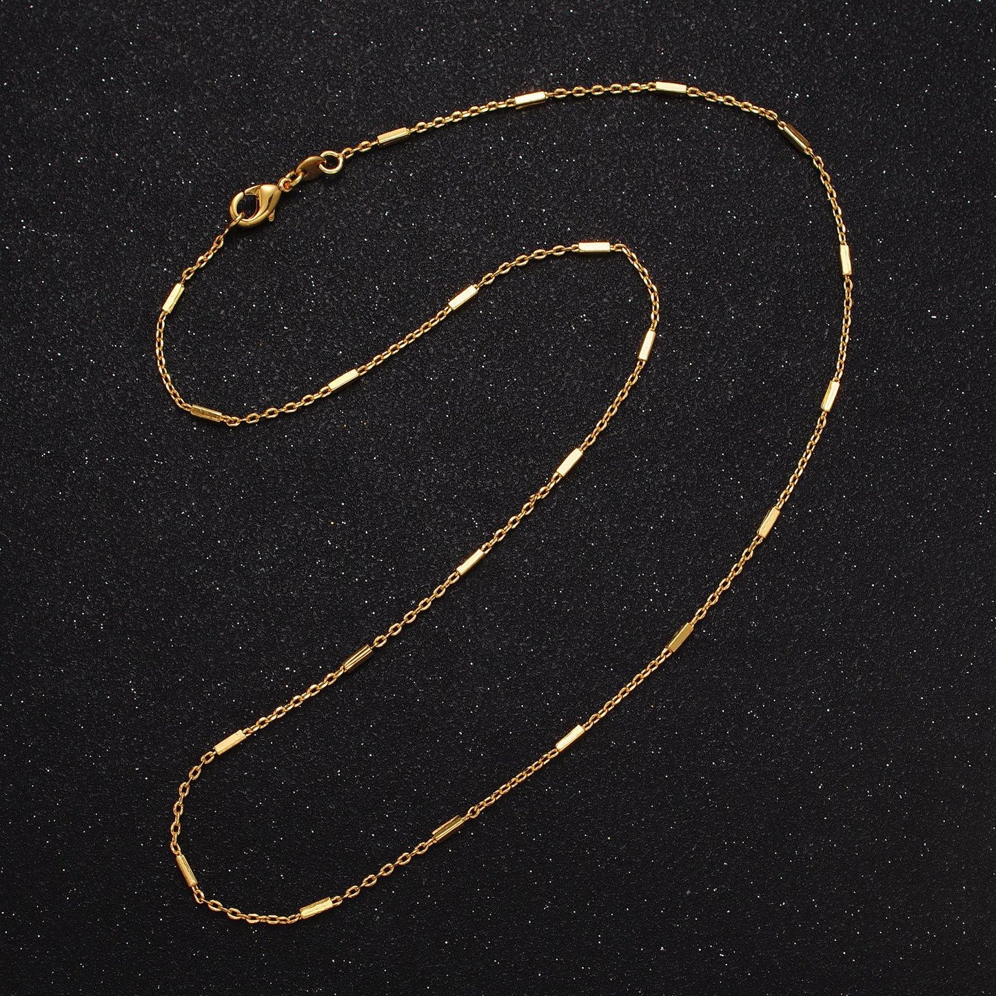 17.5 inch satellite chain gold dainty tube cable link necklace ready to wear for jewelry making w/ clasp for jewelry making supply wa-1544