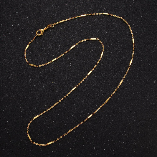 17.5 inch satellite chain gold dainty tube cable link necklace ready to wear for jewelry making w/ clasp for jewelry making supply wa-1544