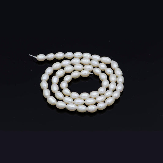 Natural white oval rice freshwater pearl beads awesome luster quality genuine cultured fresh water small seed pearls 4.4mm-5.0mm aaa, wa-151