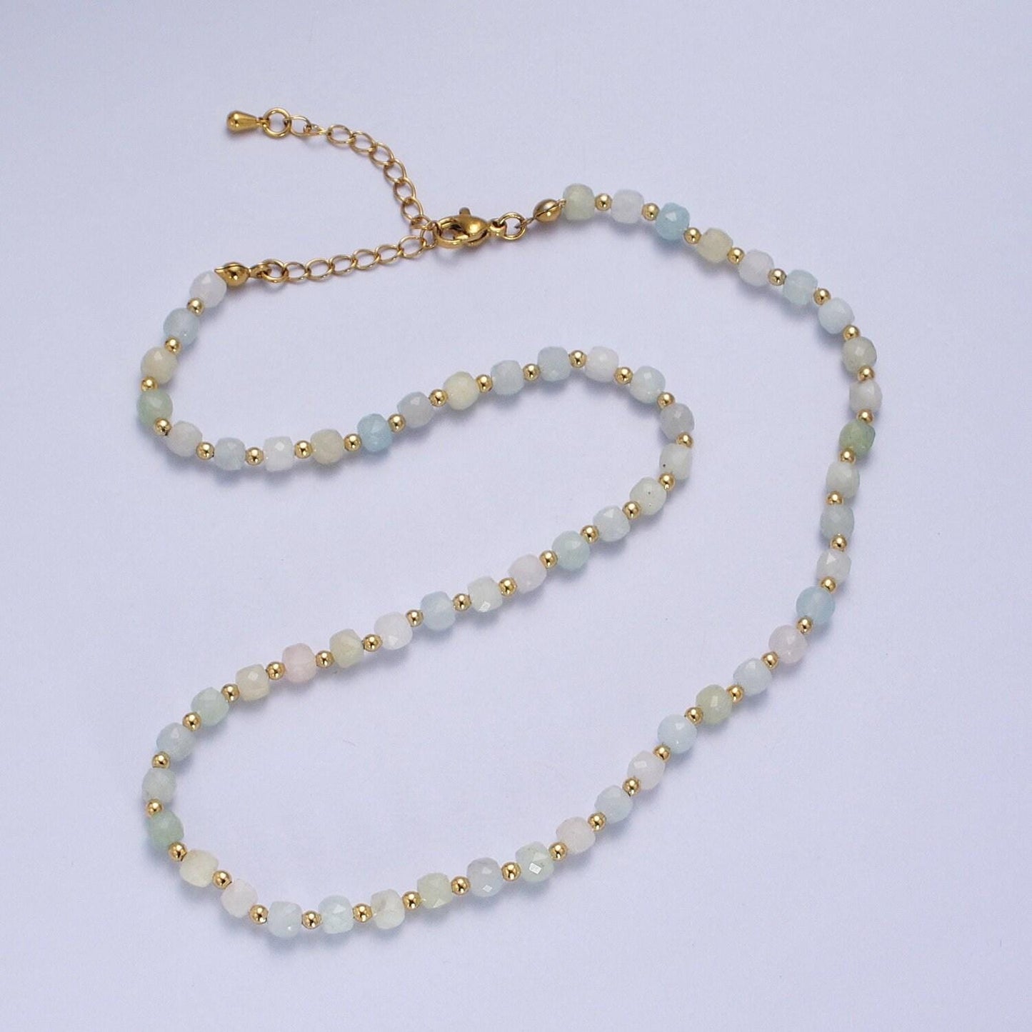 Dainty morganite beaded necklace, gold-filled clasp, handmade gemstone jewelry necklace for minimalist jewelry layering necklace wa1479