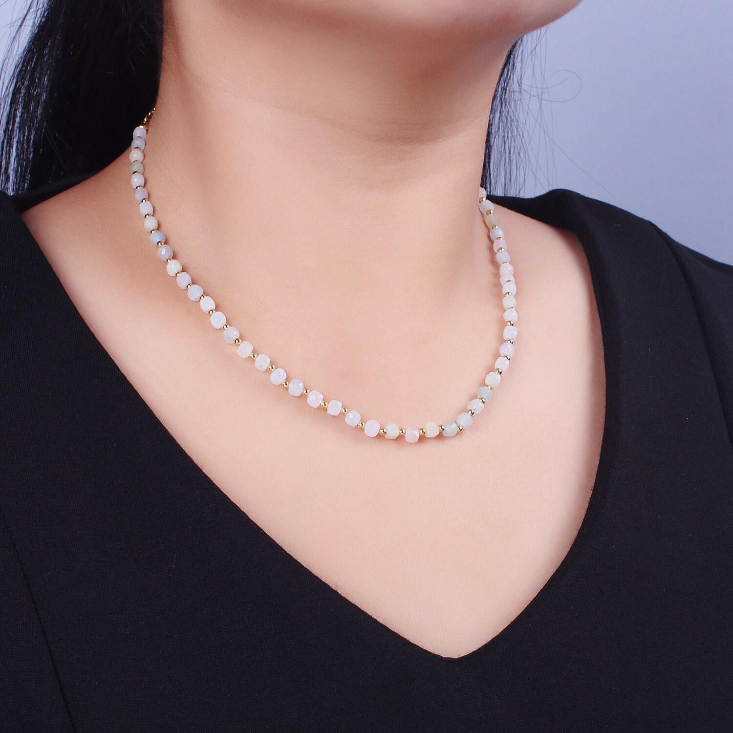 Dainty morganite beaded necklace, gold-filled clasp, handmade gemstone jewelry necklace for minimalist jewelry layering necklace wa1479
