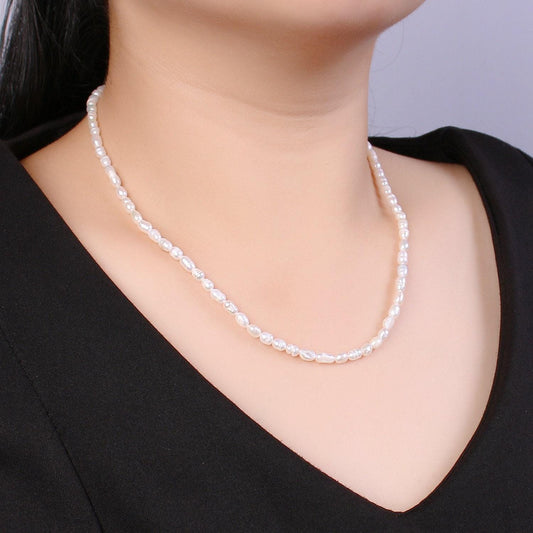 Dainty fresh water seed pearl necklace, layering necklace, gold necklace, beaded necklace, minimalist bridesmaid gift, wedding jewellery