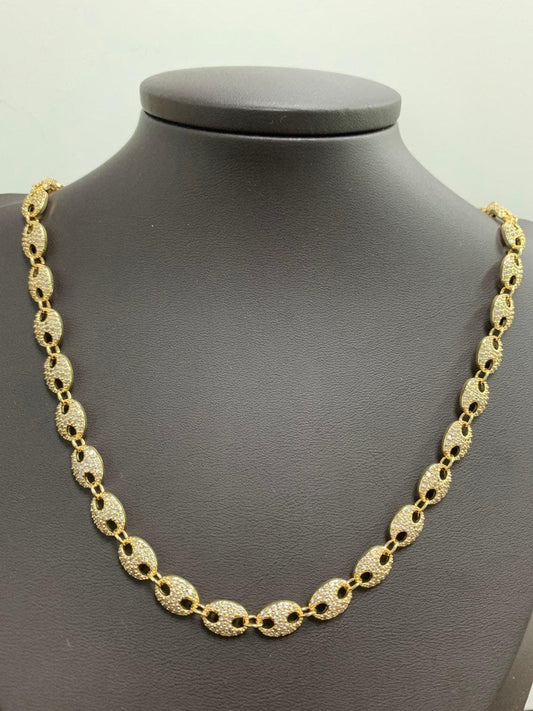 Cubic cluster anchor chain 14k gold by yard, mariner fancy link chain for diy craft, belt chain, clip chain roll-315