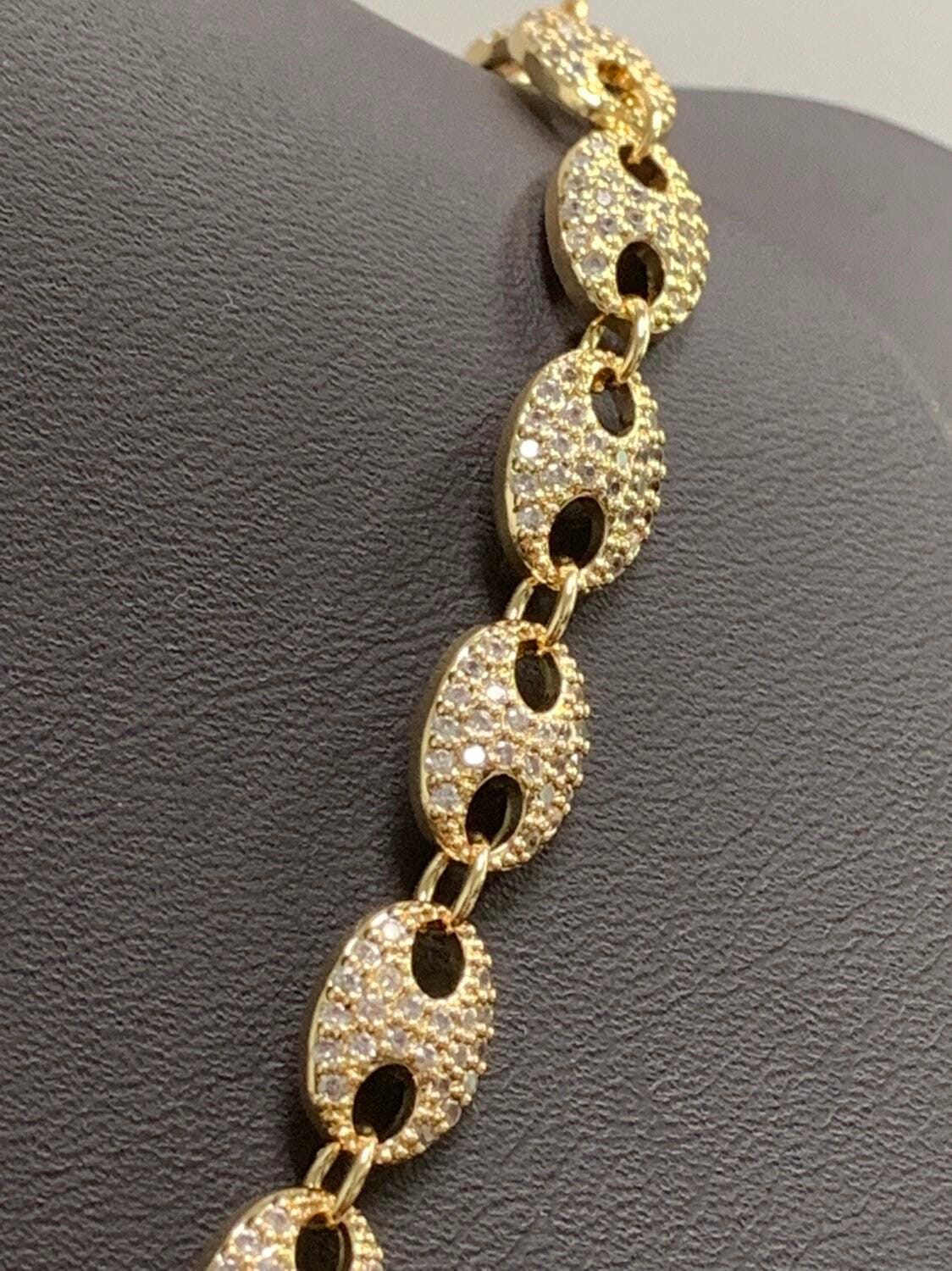 Cubic cluster anchor chain 14k gold by yard, mariner fancy link chain for diy craft, belt chain, clip chain roll-315