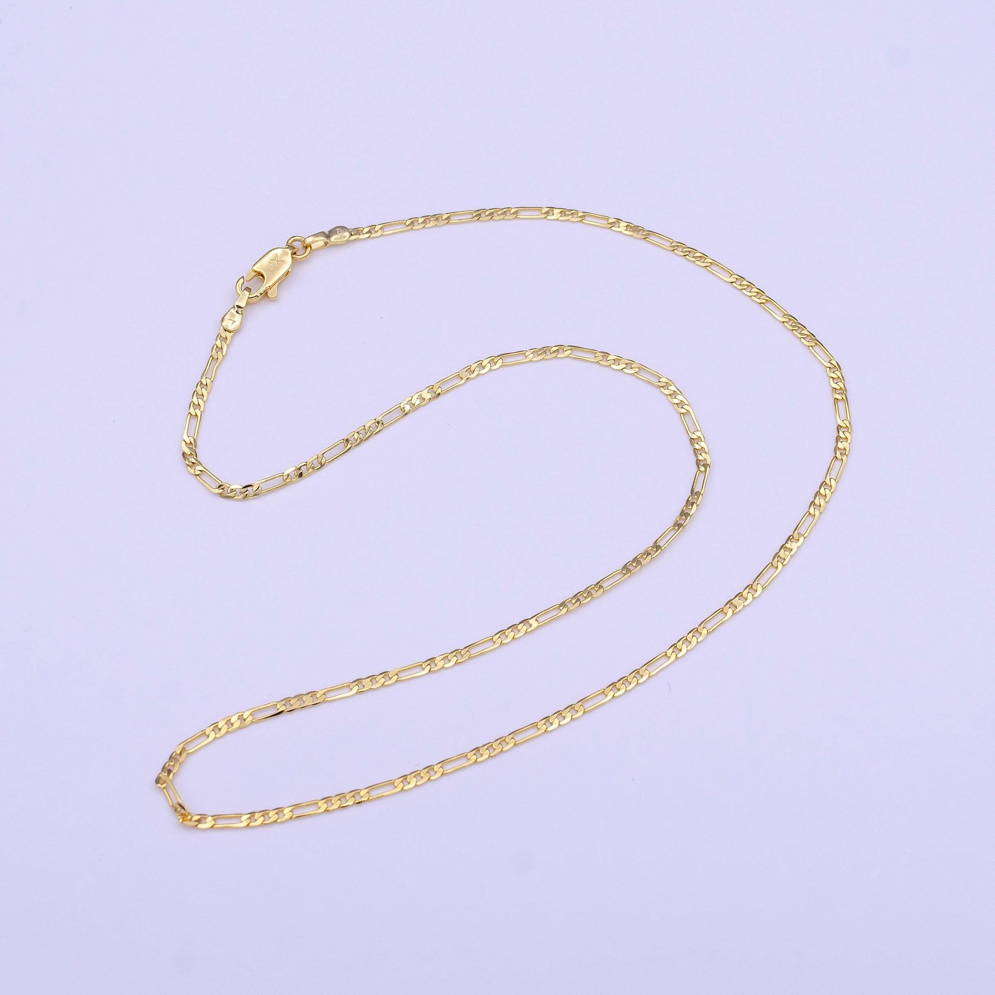 24k gold filled figaro necklace unisex chain dainty gold figaro chain necklace 15.5 inch chain wa1455