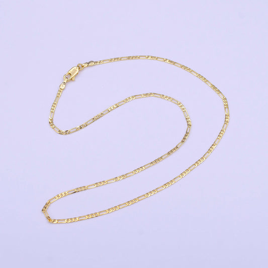 24k gold filled figaro necklace unisex chain dainty gold figaro chain necklace 15.5 inch chain wa1455