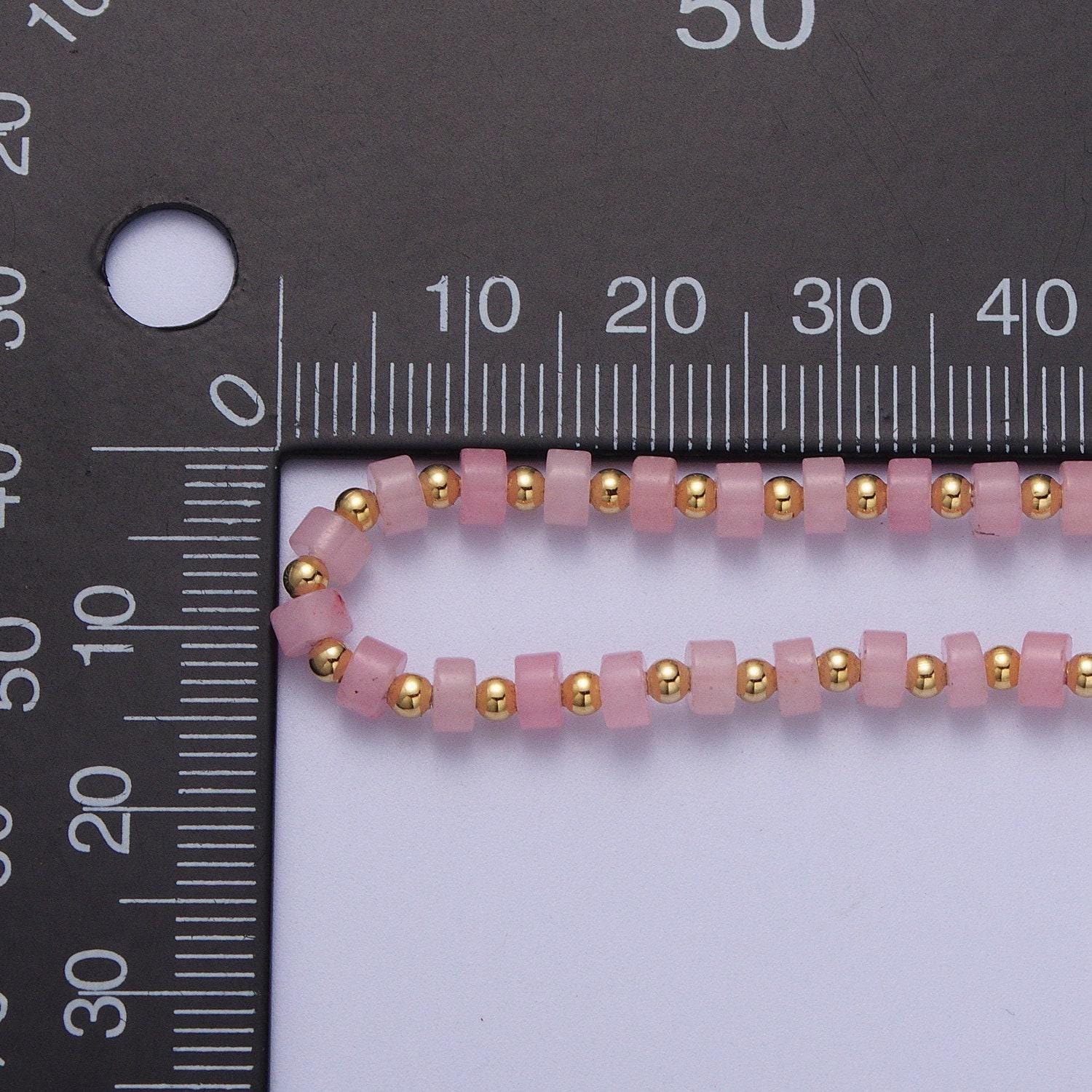 Cylinder rose quartz necklace pink quartz beaded necklace christmas gift for her minimalist jewelry pink boho necklace