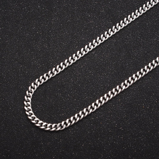4.5mm silver miami cuban curb chain, 19.5 inch rhodium plated flat concave curb unfinished chain for jewelry making, wa-1402