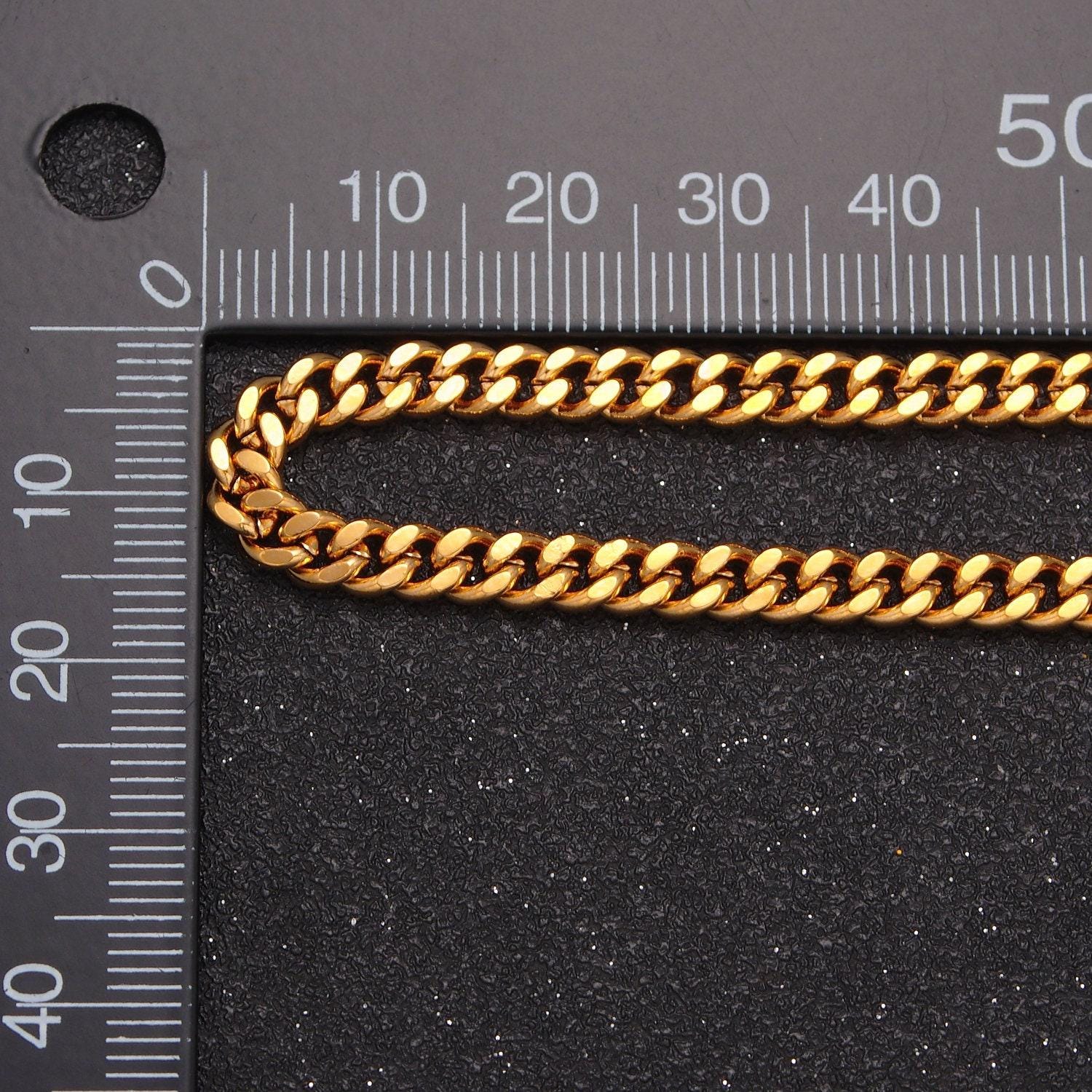 4.5mm miami cuban curb chain, 19.5 inch 24k gold filled flat concave curb unfinished chain for jewelry making, wa-1400
