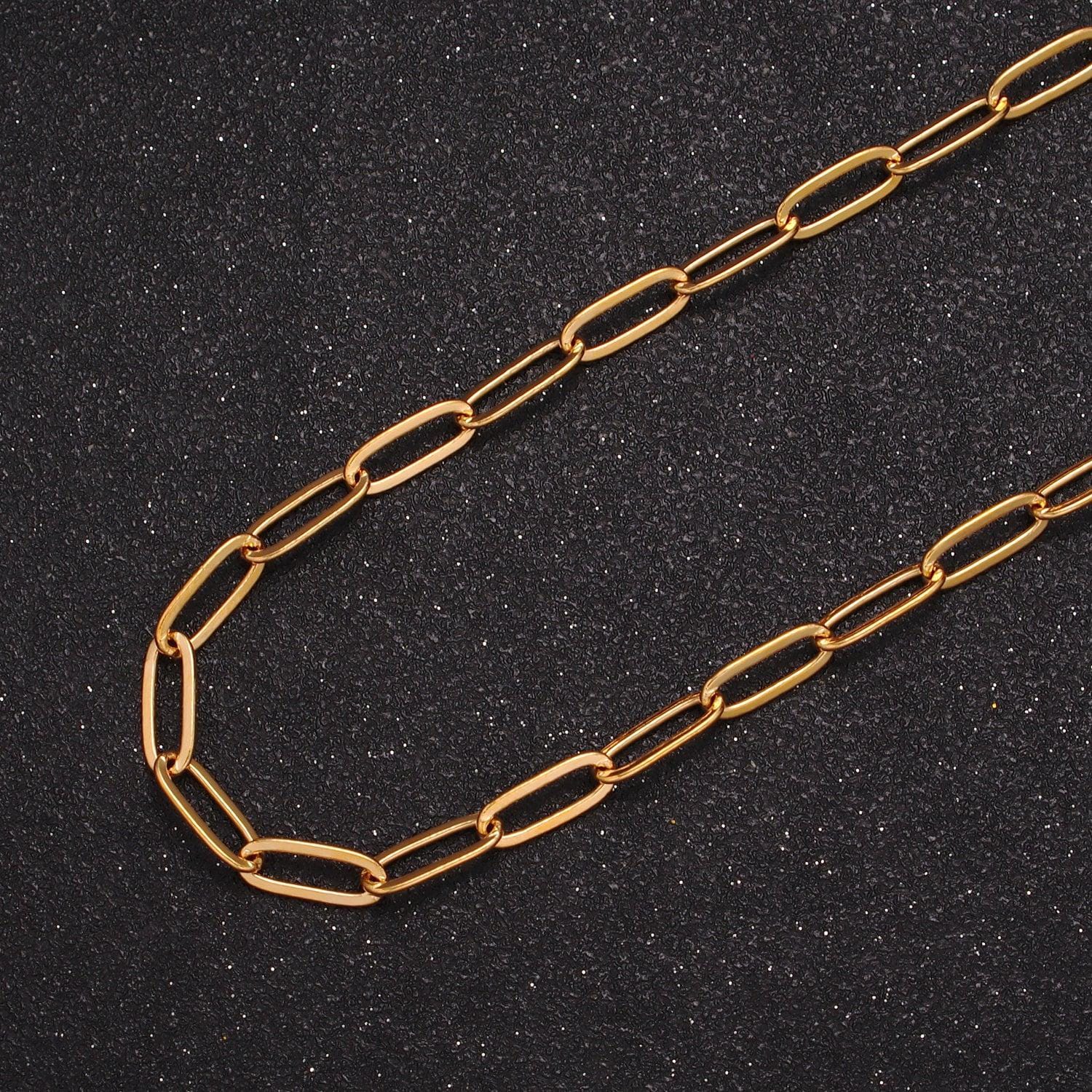 19.5 inch gold filled paperclip chain for diy jewelry making, unfinished 12x4.5mm paper clip wholesale bulk jewelry findings, wa-1385