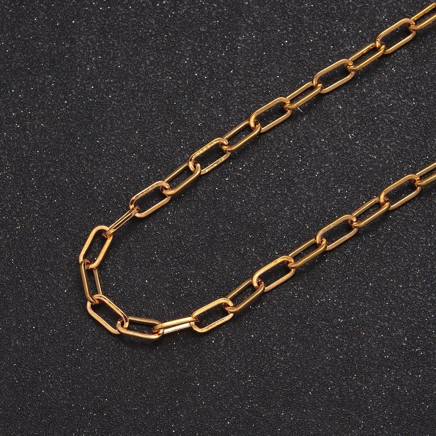 24k gold filled 10x5mm thick paperclip chain, 19.5 inch paper clip unfinished chain for jewelry making, wa-1379