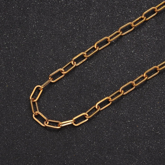 24k gold filled 10x5mm thick paperclip chain, 19.5 inch paper clip unfinished chain for jewelry making, wa-1379