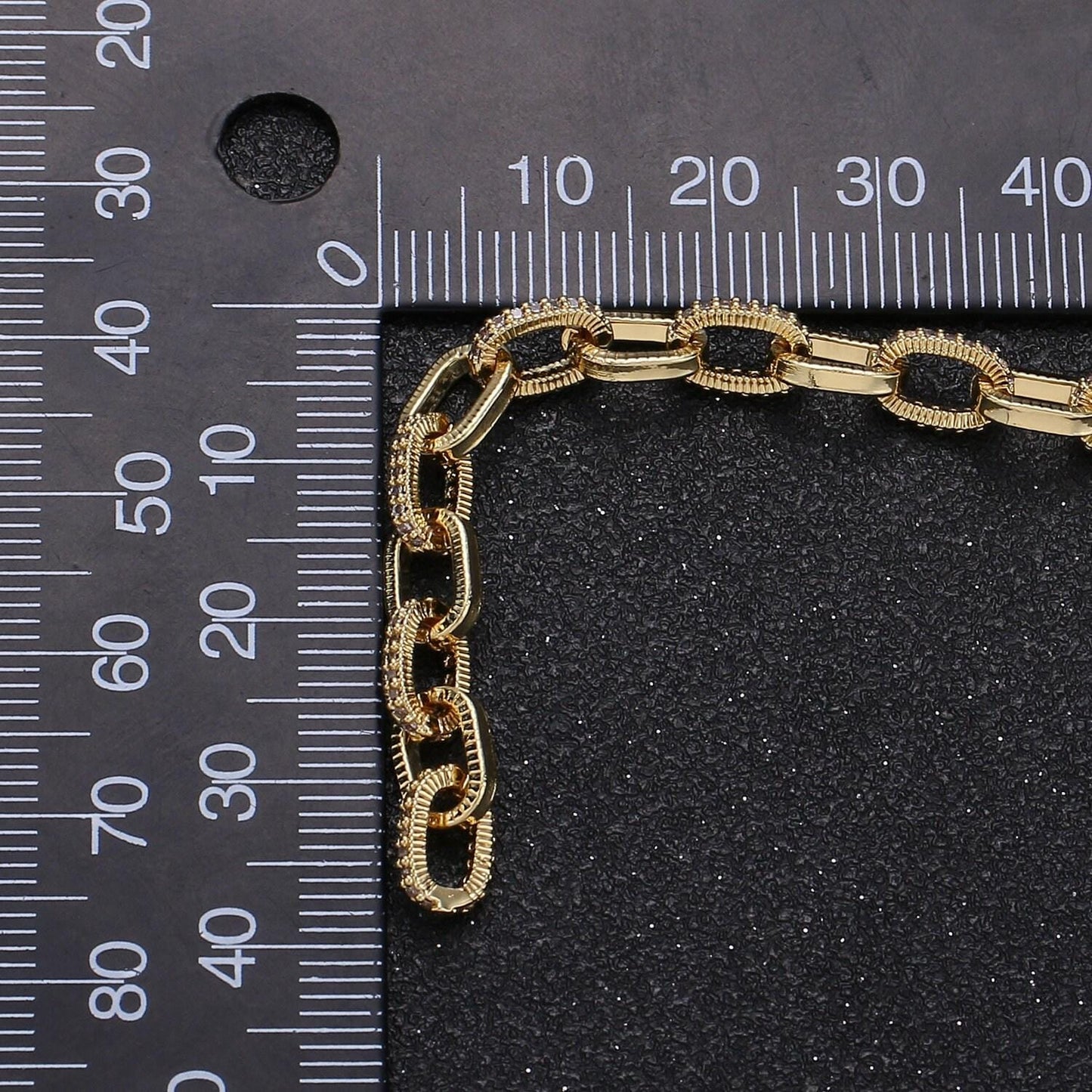 Silver micro pave chain cz paper clip chain specialty link cable chain by meter cubic clear chain chunky chain size 8.5x6mm, 295, 296