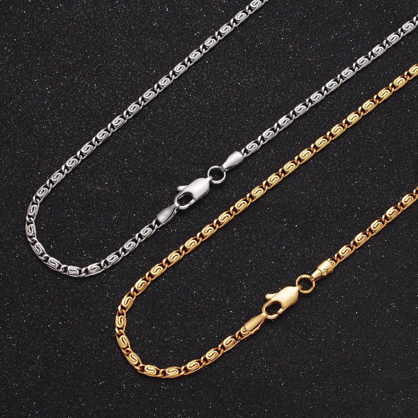 Gold scroll chain necklace, fancy snail chain silver scroll chain, s curb chain 17.5 inch necklaces for necklace supply wa-1265 1266