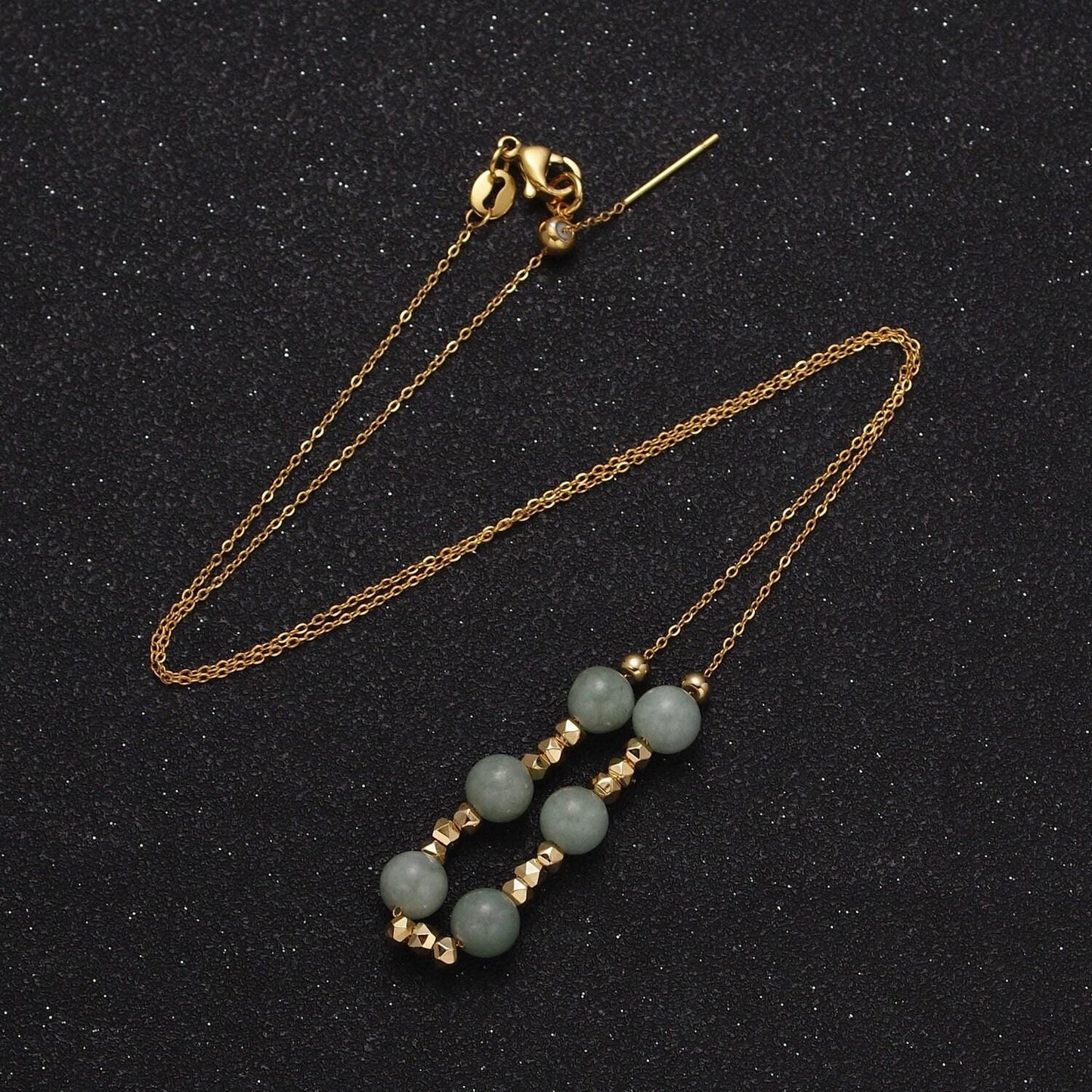 Green jade necklace bead 18.5 inch gemstone beaded necklace | wa-1254