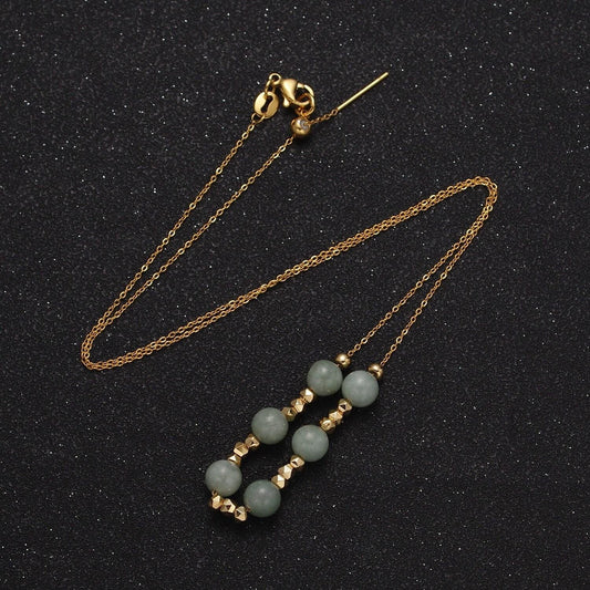 Green jade necklace bead 18.5 inch gemstone beaded necklace | wa-1254